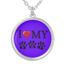 I Love My Cat Necklace purple blue