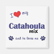 I Love My Catahoula Mix (Male Dog) Fridge Magnet