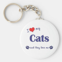 I Love My Cats (Multiple Cats) Keychains