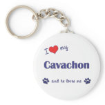 I Love My Cavachon (Male Dog) keychains