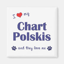 I Love My Chart Polskis (Multiple Dogs) Fridge Magnet
