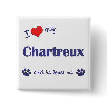 I Love My Chartreux (Male Cat) Pinback Buttons