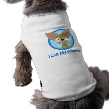 I Love My Chihuahua (blue) Doggie Tshirt