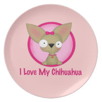 I Love My Chihuahua (Pink) plates