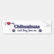 I Love My Chihuahuas (Multiple Dogs) Bumper Stickers
