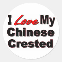 I Love My Chinese Crested Dog Stickers