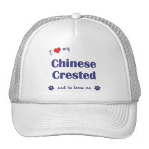 I Love My Chinese Crested (Male Dog) Mesh Hats