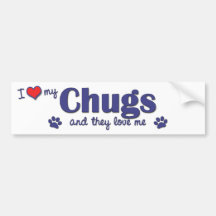 I Love My Chugs (Multiple Dogs) Bumper Sticker