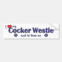 I Love My Cocker Westie (Male Dog) Bumper Stickers