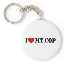 I Love My Cop Keychains