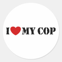 I Love My Cop Round Stickers