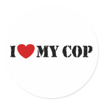 I Love My Cop Round Stickers
