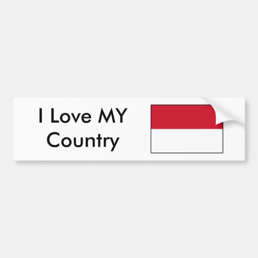 I Love MY Country Indonesia Flag Bumper Sticker