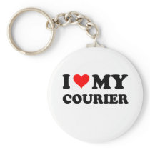 I Love My Courier Keychains