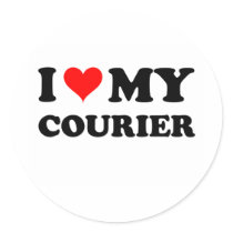 I Love My Courier Round Stickers