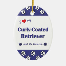 I Love My Curly-Coated Retriever (Female Dog) Ornaments