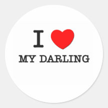 I Love My Darling Round Stickers