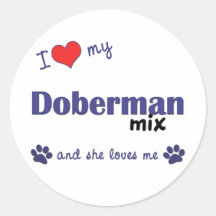 I Love My Doberman Mix (Female Dog) Stickers