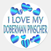 I Love My Doberman Pinscher Round Stickers