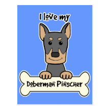 I Love My Doberman Postcard