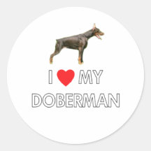I Love My Doberman Round Stickers