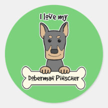 I Love My Doberman Round Stickers