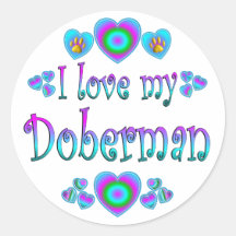 I Love My Doberman Sticker