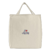 I Love My Dog Embroidered Tote Bags