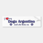 I Love My Dogo Argentino (Female Dog) Bumper Sticker