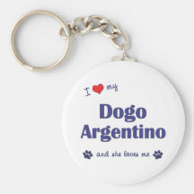 I Love My Dogo Argentino (Female Dog) Keychain