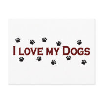 I Love My Dogs Postcards