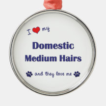 I Love My Domestic Medium Hairs (Multiple Cats) Christmas Tree Ornament