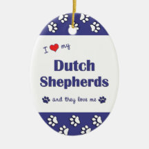 I Love My Dutch Shepherds (Multiple Dogs) Christmas Tree Ornaments