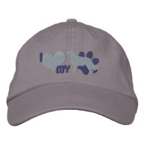 I Love my English Shepherd Embroidered Hat (Grey)