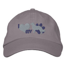 I Love my English Shepherd Embroidered Hat (Grey)