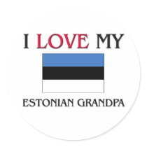 I Love My Estonian Grandpa Round Stickers