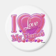 I Love My Fiancé pink/purple - heart Refrigerator Magnet