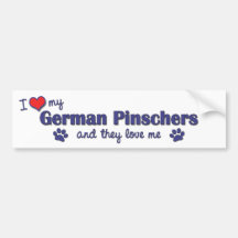 I Love My German Pinschers (Multiple Dogs) Bumper Stickers