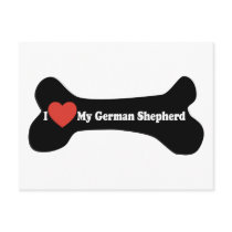 I Love My German shepherd - Dog Bone Post Cards