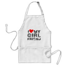 I Love My Girlfriend Vintage Valentines Day heart Apron