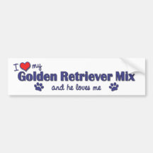 I Love My Golden Retriever Mix (Male Dog) Bumper Stickers