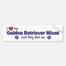 I Love My Golden Retriever Mixes (Multiple Dogs) Bumper Stickers