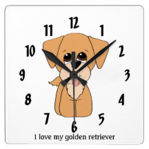 I Love My Golden Retriever Wall Clock