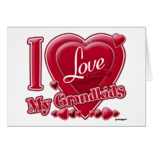 I Love My Grandkids red - heart Greeting Cards