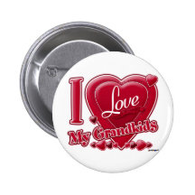 I Love My Grandkids red - heart Pinback Button