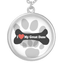 I Love My Great Dane  - Dog Bone Pendants