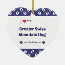 I Love My Greater Swiss Mountain Dog (Male Dog) Christmas Tree Ornament