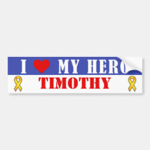 I Love My Hero Military Bumper Sticker