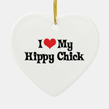 I Love My Hippy Chick Christmas Ornaments