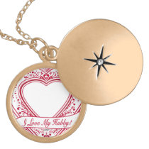 I Love My Hubby! Photo Red Hearts necklaces